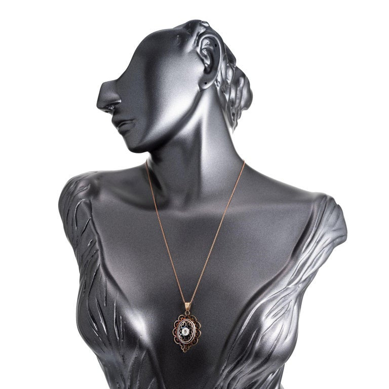 .41 Carat Diamond Rose Gold Georgian Antique Pendant Necklace – image 5