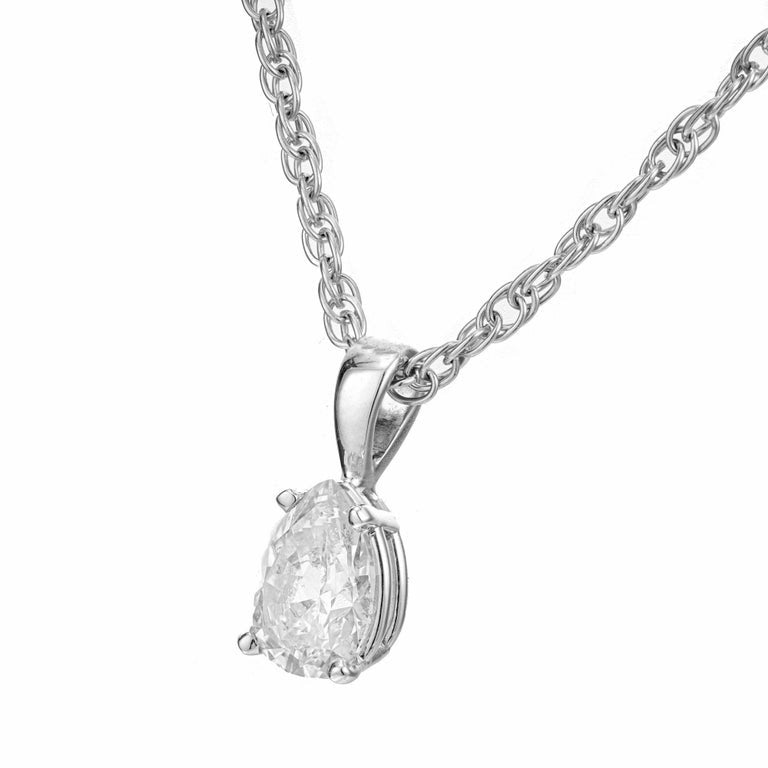 Peter Suchy GIA Certified 1.00 Carat Diamond White Gold Pendant Necklace – image 2