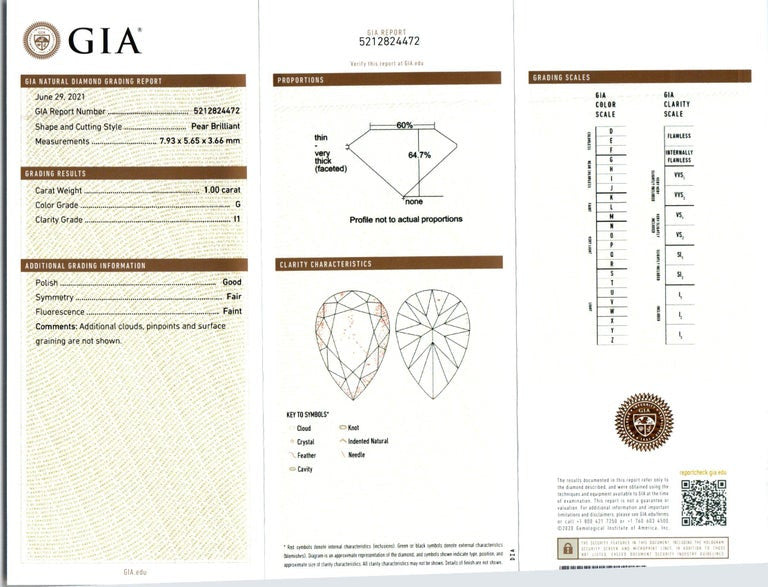 Peter Suchy GIA Certified 1.00 Carat Diamond White Gold Pendant Necklace – image 4