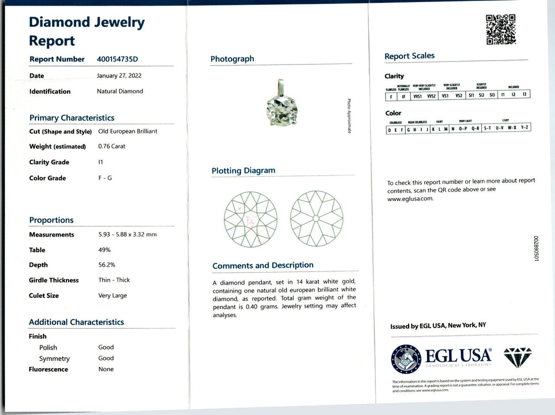 Peter Suchy EGL Certified .76 Carat Diamond White Gold Pendant Necklace – image 4