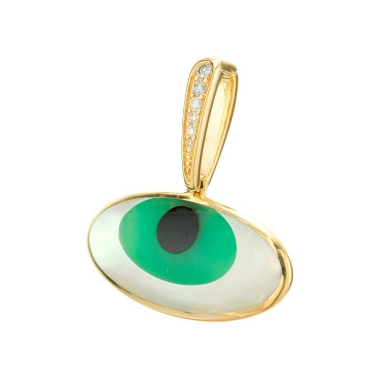 Kabana .6 Carat Diamond Yellow Gold Evil Eye Pendant – image 3