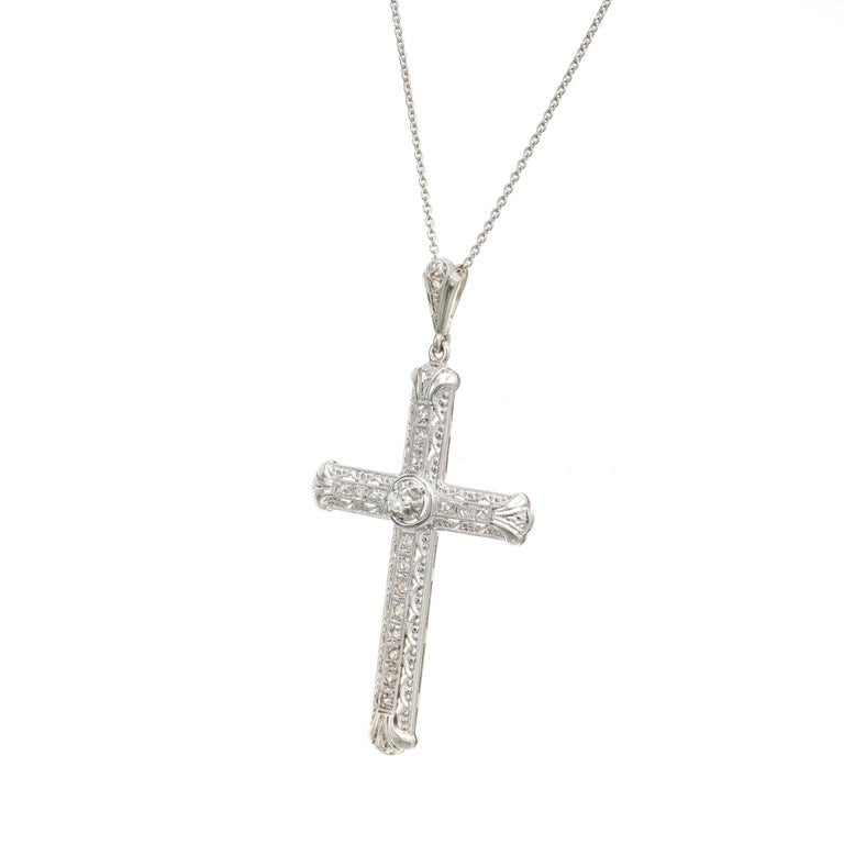 .25 Carat Diamond White Gold Cross Pendant Necklace – image 2