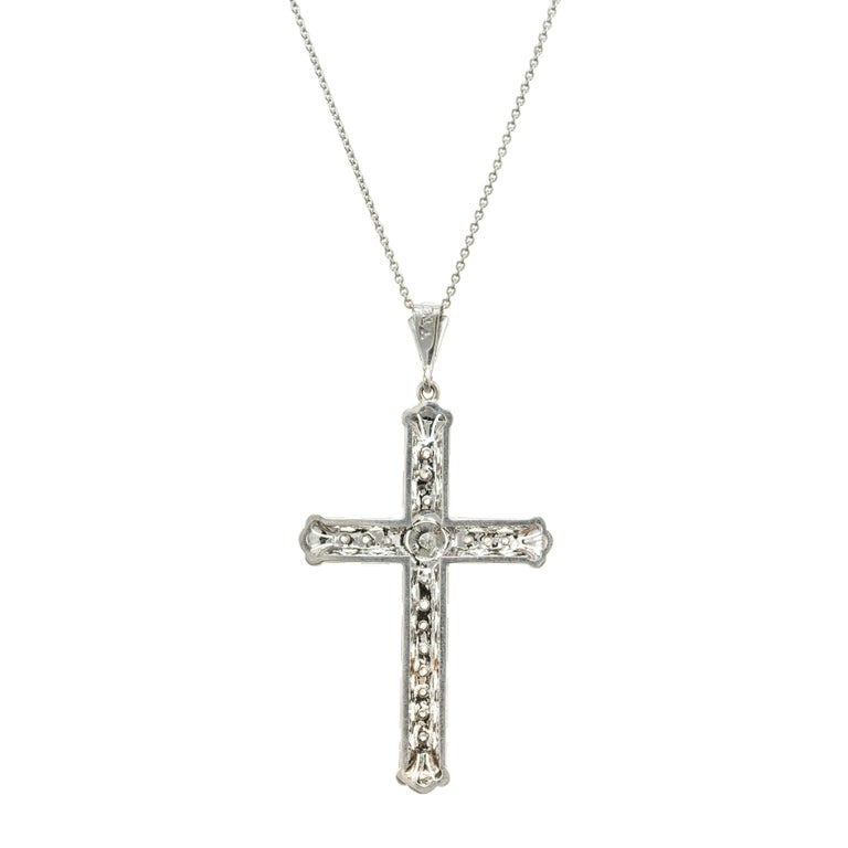 .25 Carat Diamond White Gold Cross Pendant Necklace – image 3