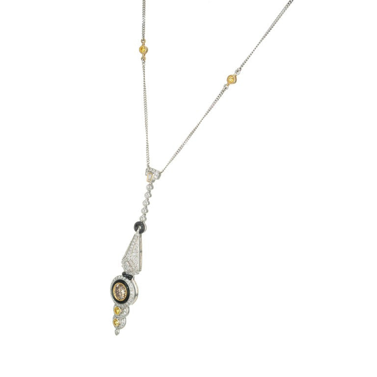 GIA Certified Diamond Onyx White Gold Pendant Necklace – image 4