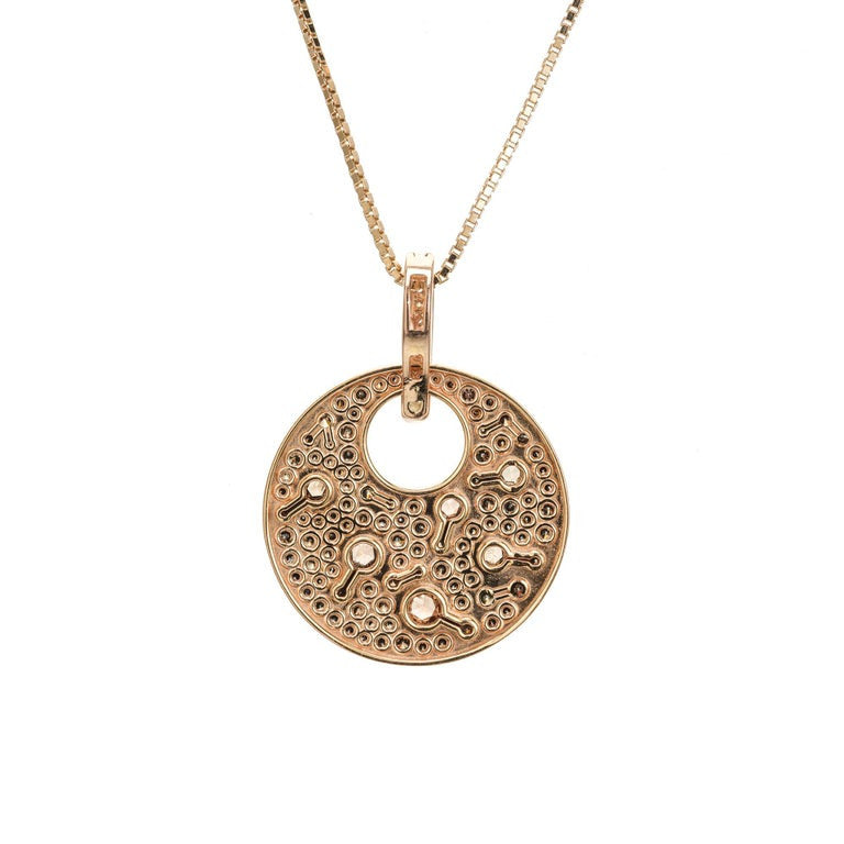 2.48 Carat Chocolate Brown Coffee Diamond Rose Gold Circle Pendant Necklace – image 4