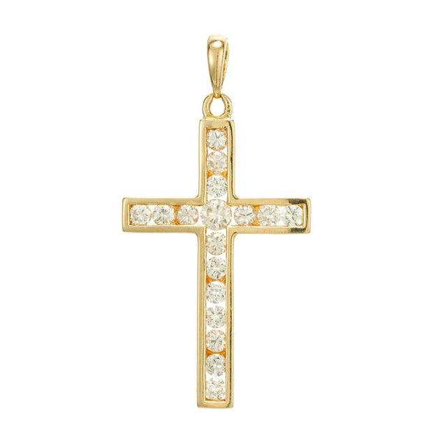 .75 Carat Round Brilliant Cut Diamond Yellow Gold Cross