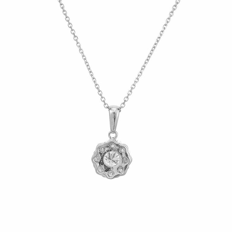 .80 Carat Round Diamond Halo White Gold Cluster Pendant Necklace – image 4