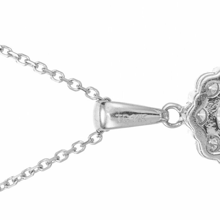.80 Carat Round Diamond Halo White Gold Cluster Pendant Necklace – image 6