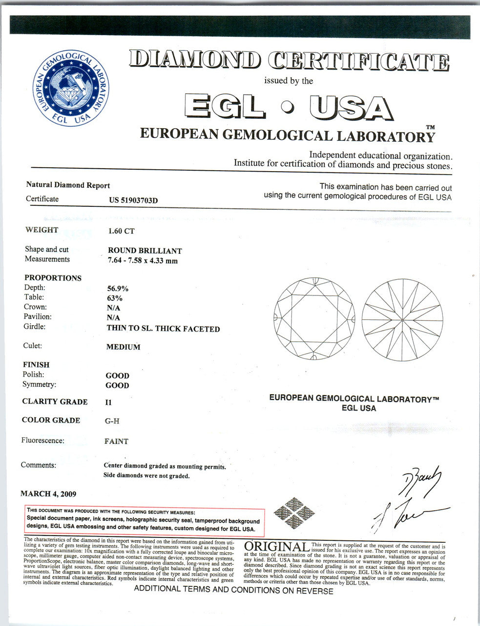 Peter Suchy EGL Certified 1.60 Carat Round Diamond Platinum Pendant Necklace – image 4
