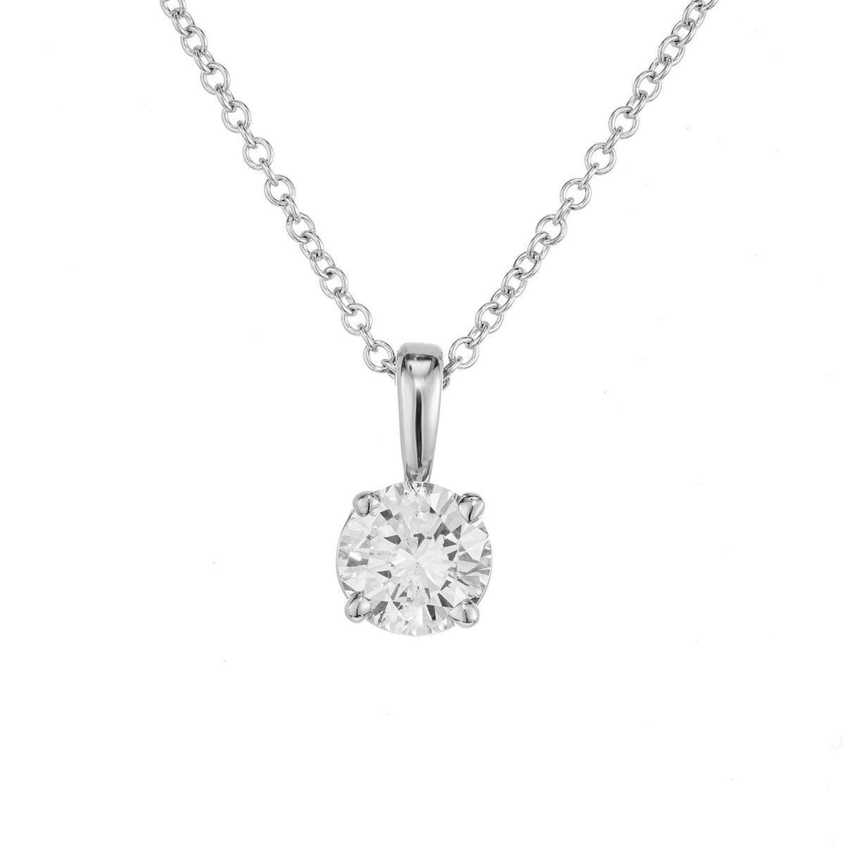 Peter Suchy GIA Certified .54 Carat Diamond White Gold Pendant Necklace
