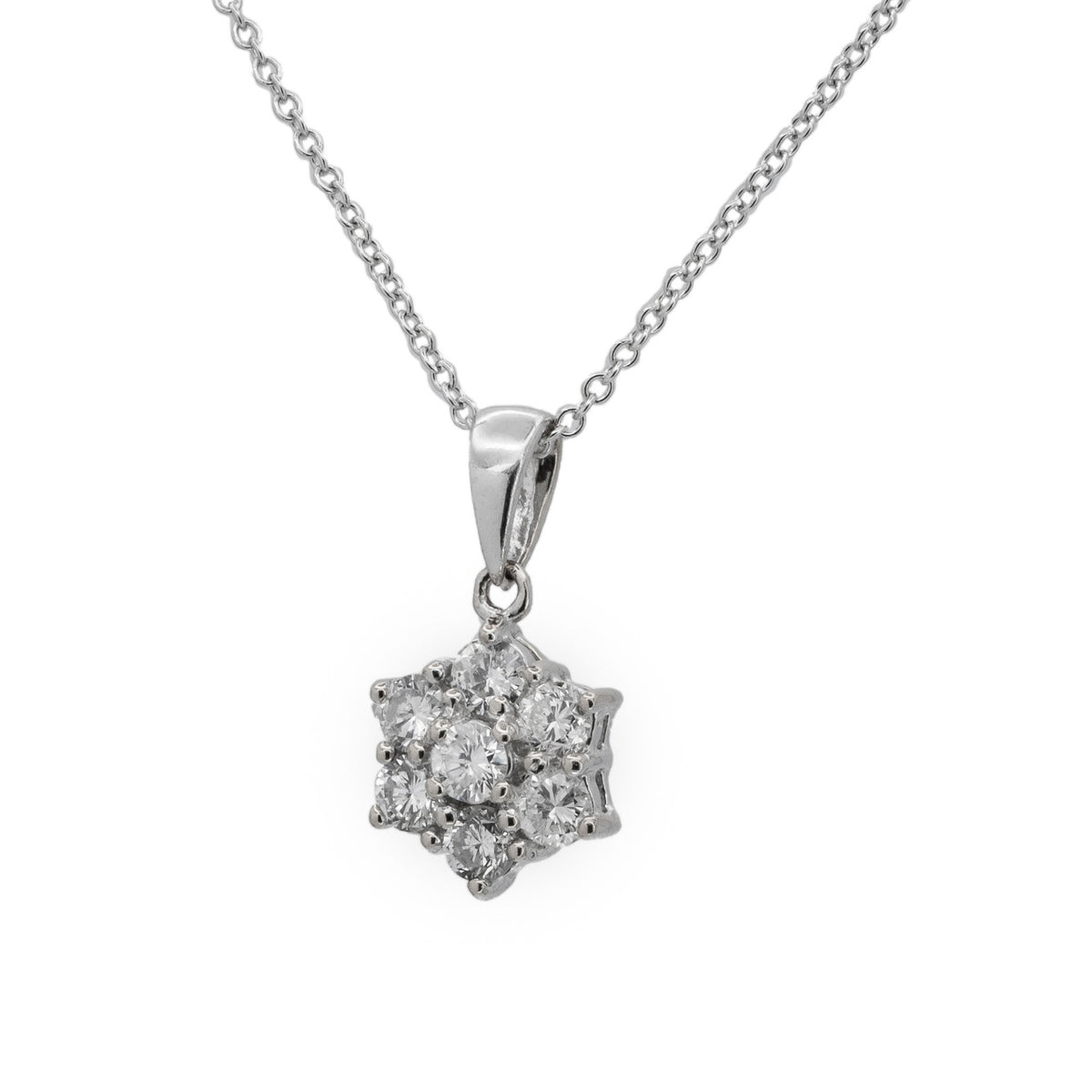 .50 Carat Diamond White Gold Cluster Pendant Necklace