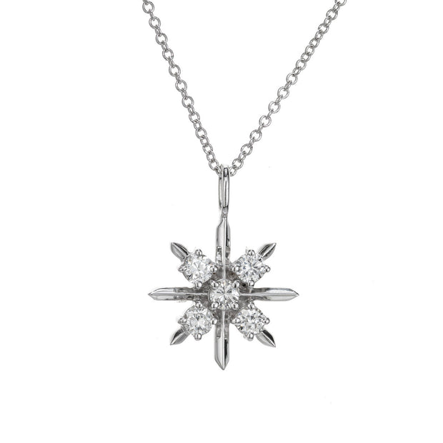 Peter Suchy .36 Carat Diamond White Gold Starburst Pendant Necklace