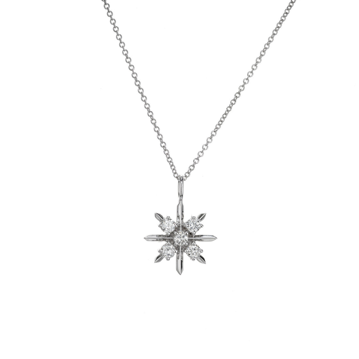 Peter Suchy .36 Carat Diamond White Gold Starburst Pendant Necklace – image 2