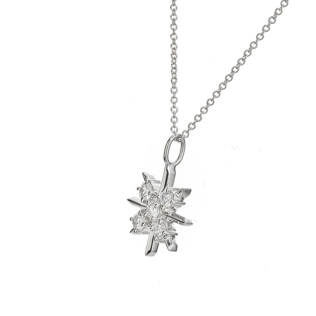 Peter Suchy .36 Carat Diamond White Gold Starburst Pendant Necklace – image 3