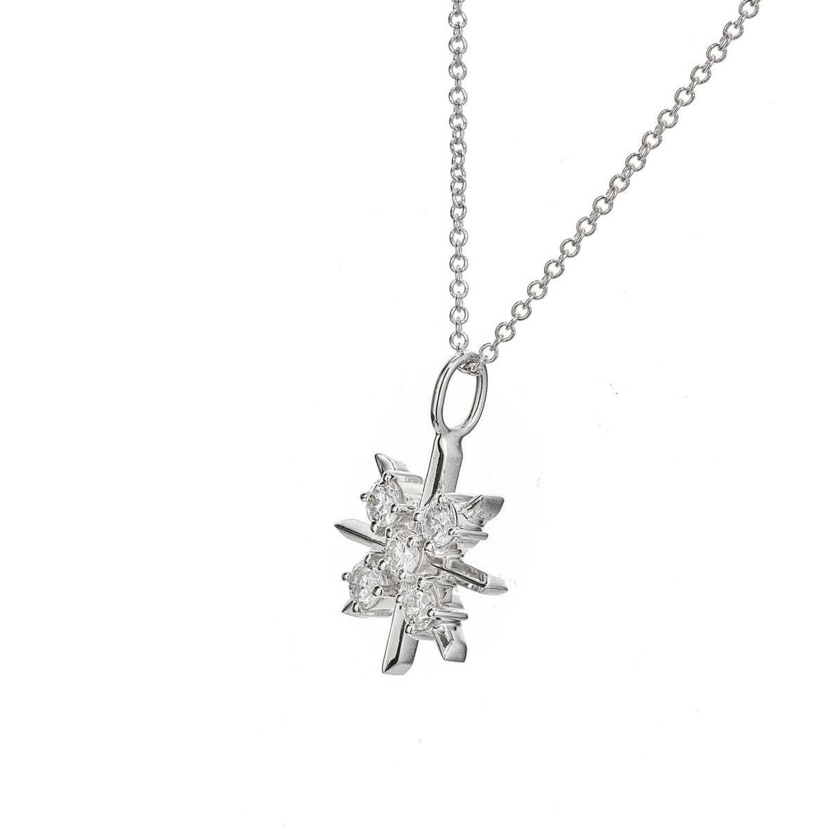 Peter Suchy .36 Carat Diamond White Gold Starburst Pendant Necklace – image 3