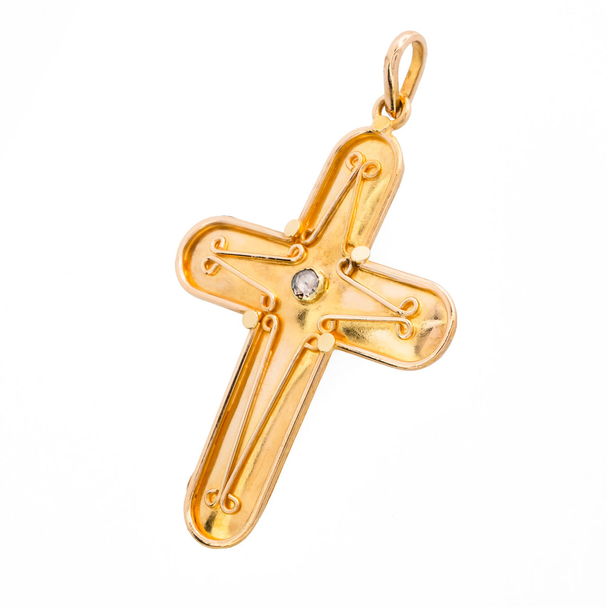 .5 Carat Brown Diamond Gold Cross Pendant – image 5