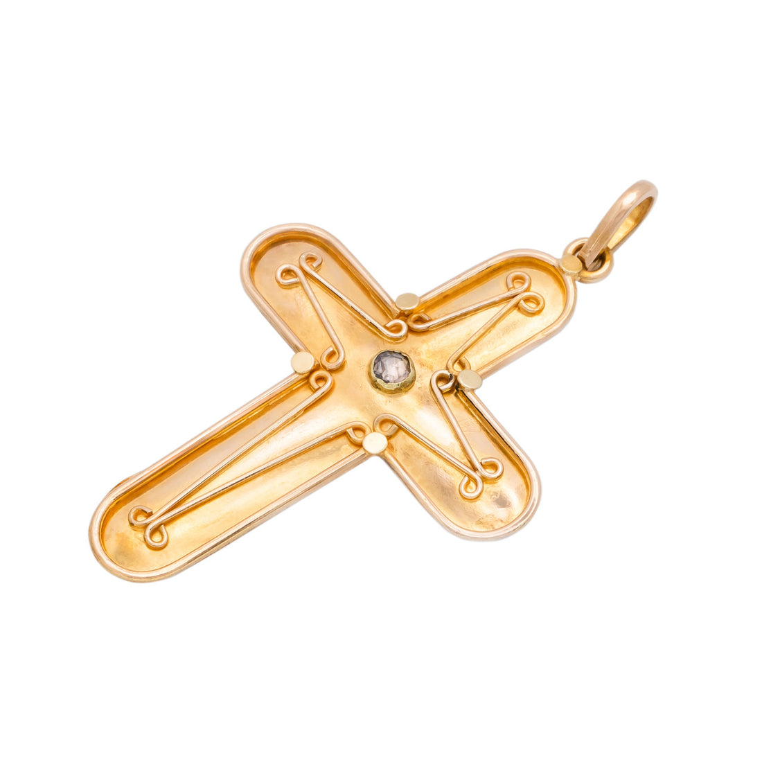 .5 Carat Brown Diamond Gold Cross Pendant – image 2