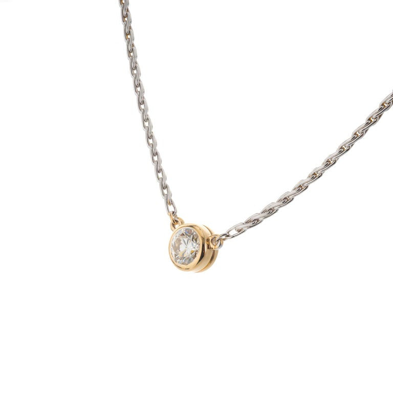 EGL Certified .74 Carat Diamond Two Tone Gold Solitaire Pendant Necklace – image 4