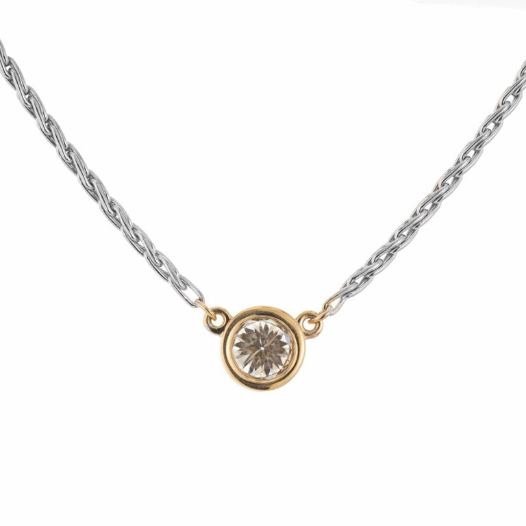 EGL Certified .74 Carat Diamond Two Tone Gold Solitaire Pendant Necklace – image 5