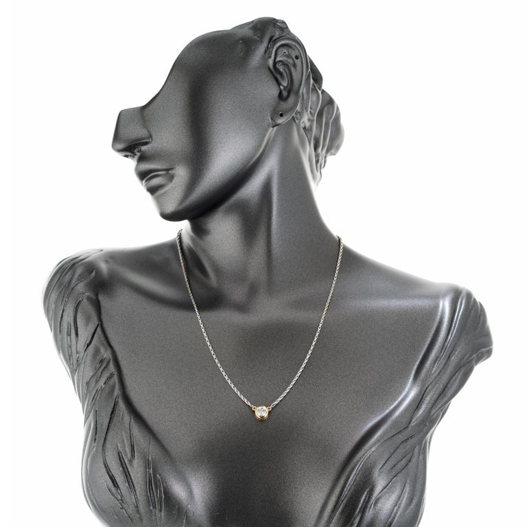 EGL Certified .74 Carat Diamond Two Tone Gold Solitaire Pendant Necklace – image 7