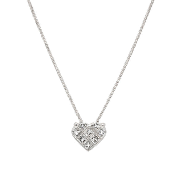 .88 Carat Diamond White Gold Heart Pendant Necklace
