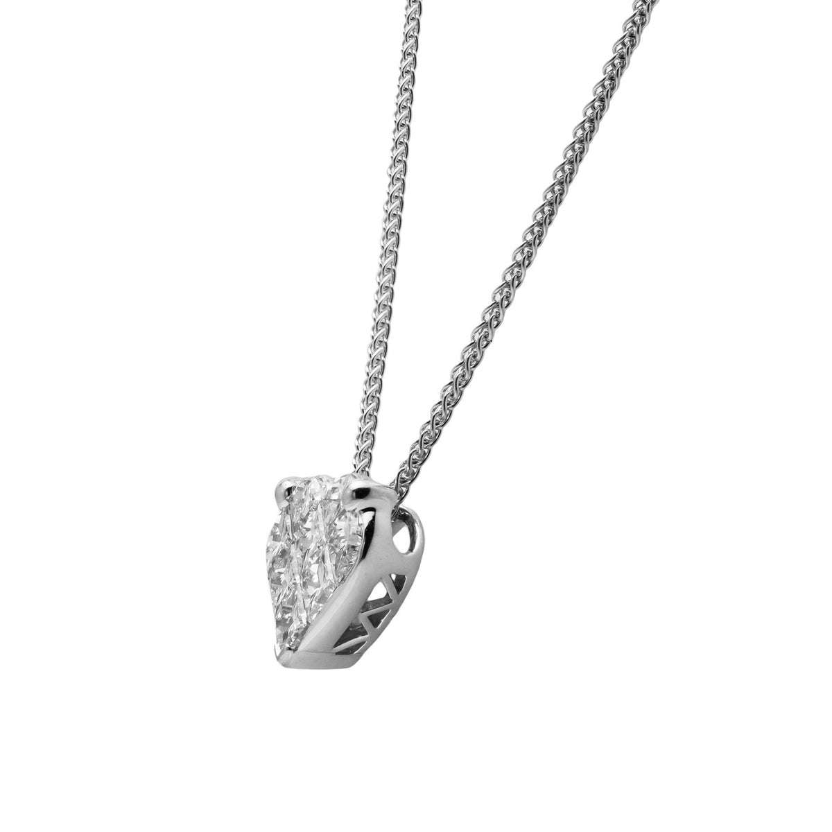 .88 Carat Diamond White Gold Heart Pendant Necklace – image 3