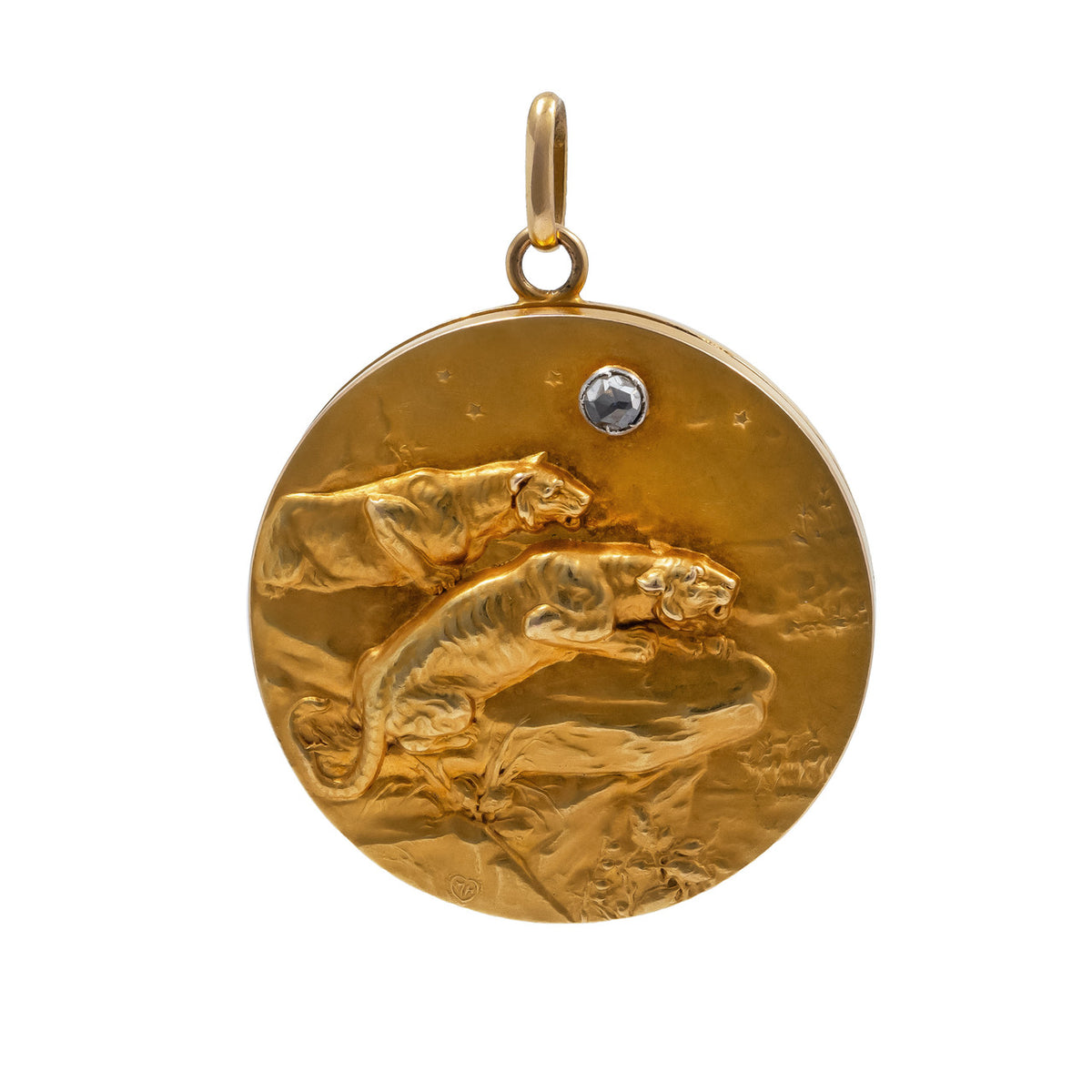 .10 Carat Diamond Yellow Gold Lion Locket