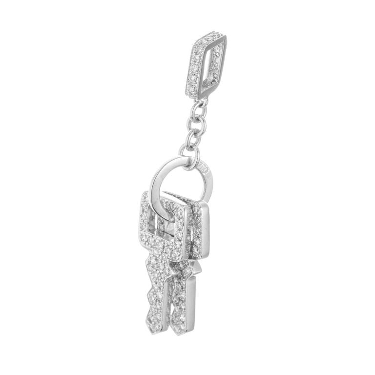 1.18 Carat Diamond White Gold Pave Keys Pendant – image 2