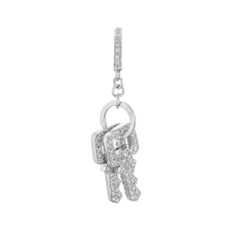 1.18 Carat Diamond White Gold Pave Keys Pendant – image 3
