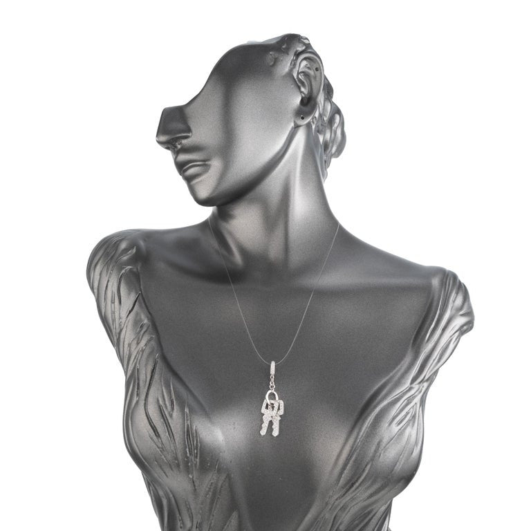 1.18 Carat Diamond White Gold Pave Keys Pendant – image 5
