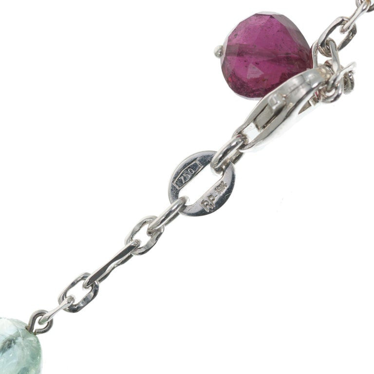 Freshwater Pearl Multi-Color Tourmaline Gold Link Necklace – image 4