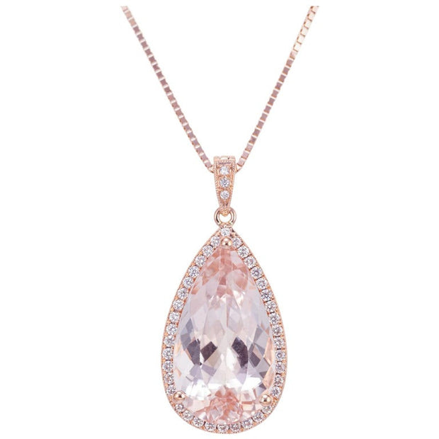 Peter Suchy 8.56 Carat Morganite Halo Diamond Rose Gold Pendant Necklace
