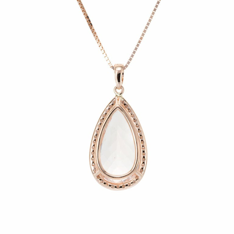 Peter Suchy 8.56 Carat Morganite Halo Diamond Rose Gold Pendant Necklace – image 3