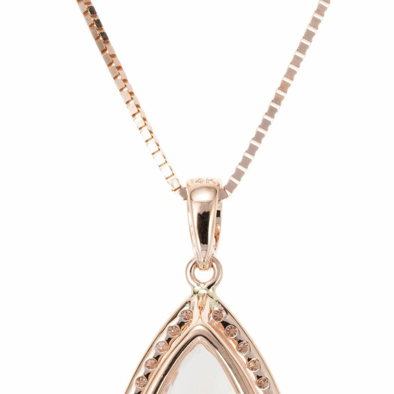 Peter Suchy 8.56 Carat Morganite Halo Diamond Rose Gold Pendant Necklace – image 4