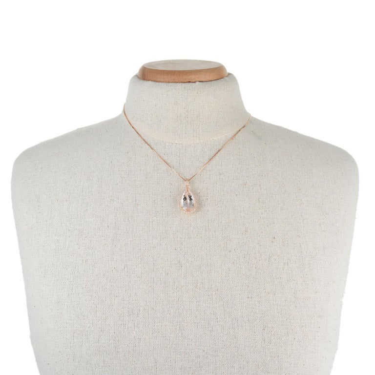 Peter Suchy 8.56 Carat Morganite Halo Diamond Rose Gold Pendant Necklace – image 5
