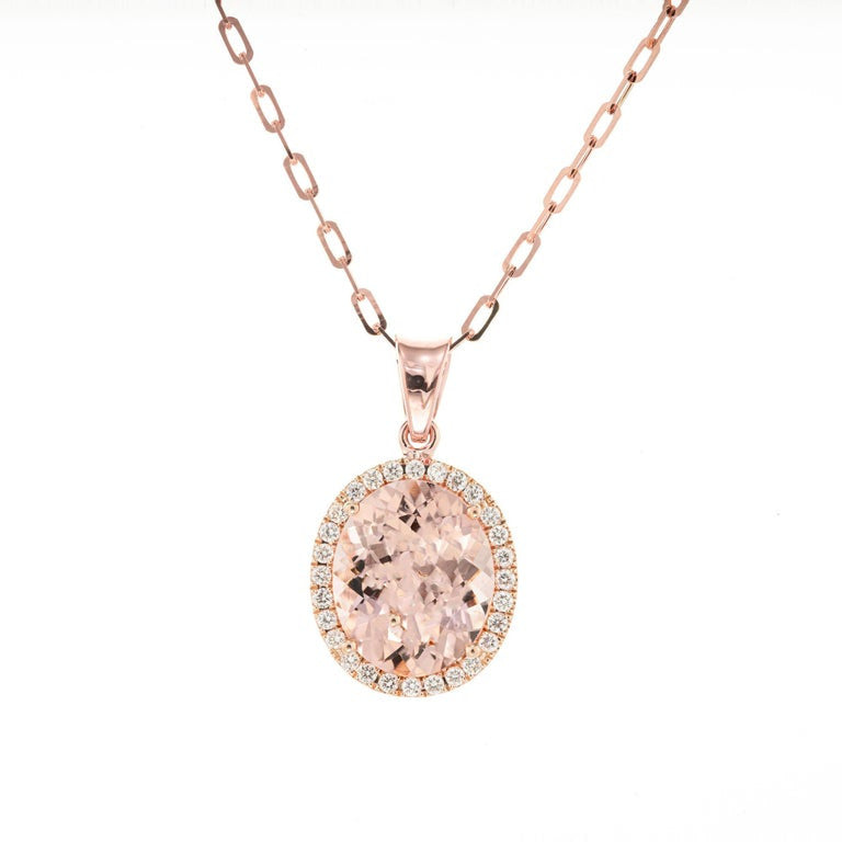 Peter Suchy 2.71 Carat Morgnite Diamond Rose Gold Pendant Necklace