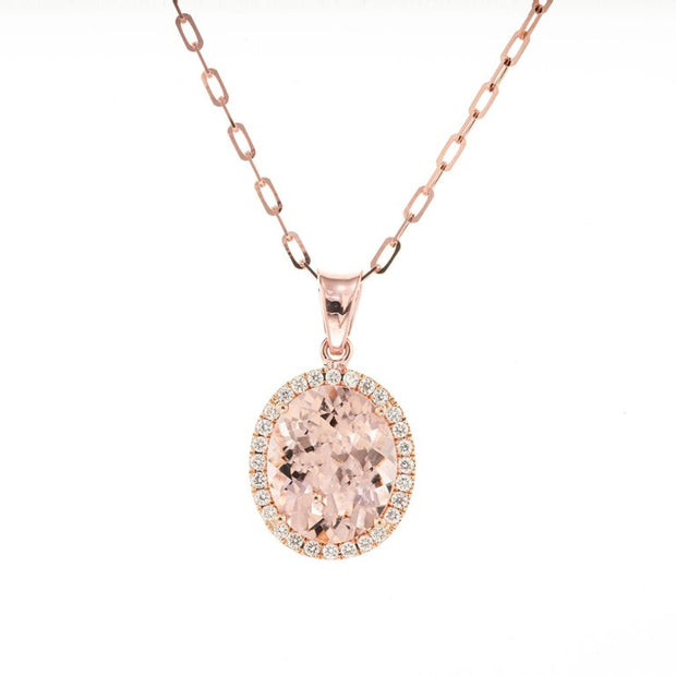 Peter Suchy 2.71 Carat Morgnite Diamond Rose Gold Pendant Necklace
