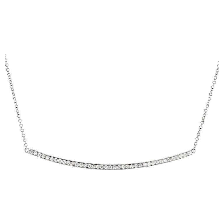 Peter Suchy .36 Carat Diamond White Gold Smile Bar Necklace