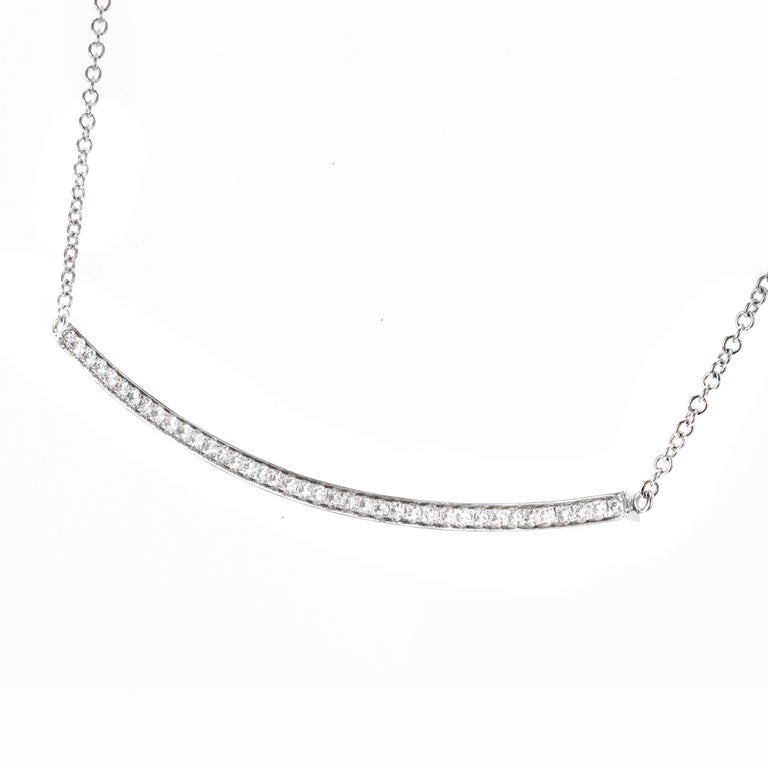 Peter Suchy .36 Carat Diamond White Gold Smile Bar Necklace – image 4