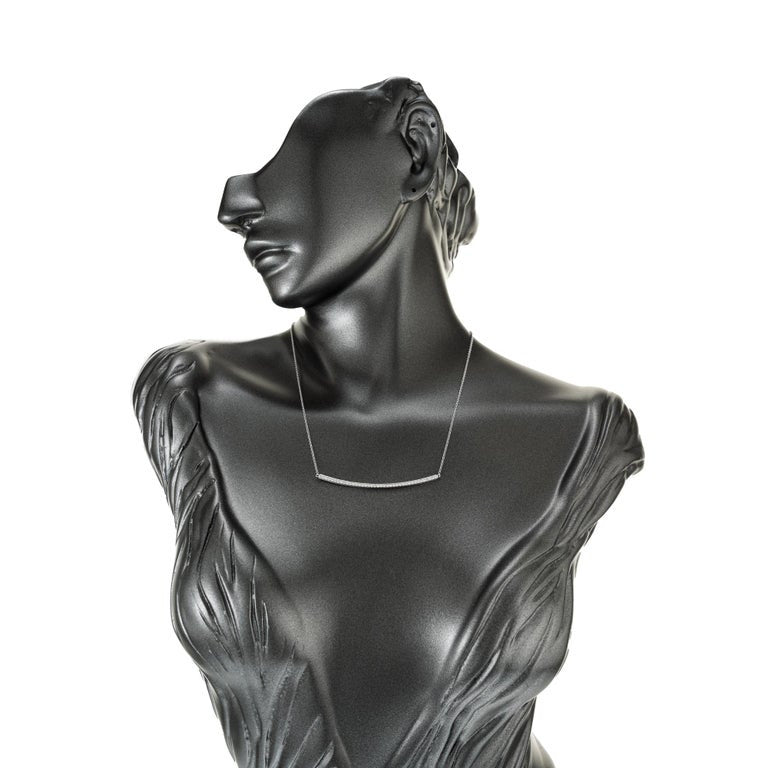 Peter Suchy .36 Carat Diamond White Gold Smile Bar Necklace – image 7