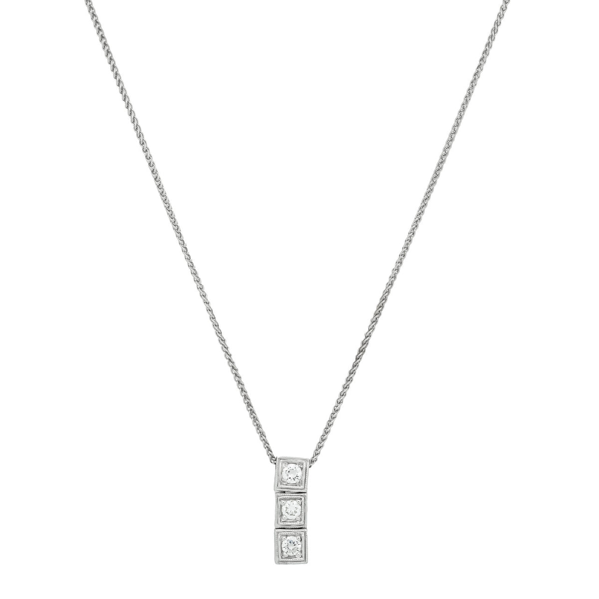 .20 Carat Diamond White Gold Three Stone Pendant Necklace