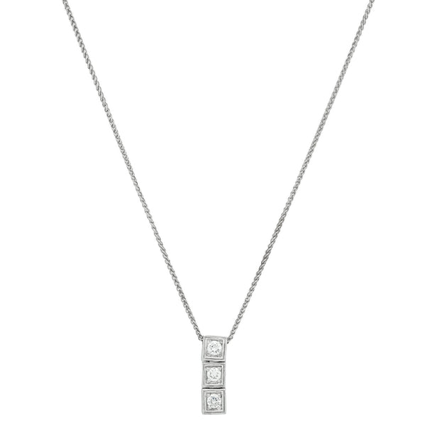 .20 Carat Diamond White Gold Three Stone Pendant Necklace