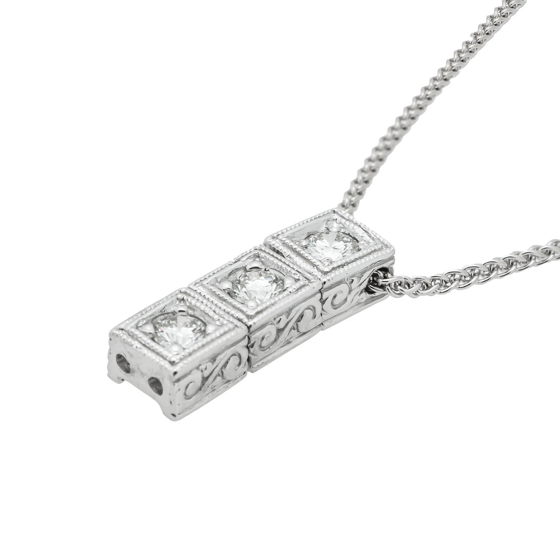 .20 Carat Diamond White Gold Three Stone Pendant Necklace – image 5
