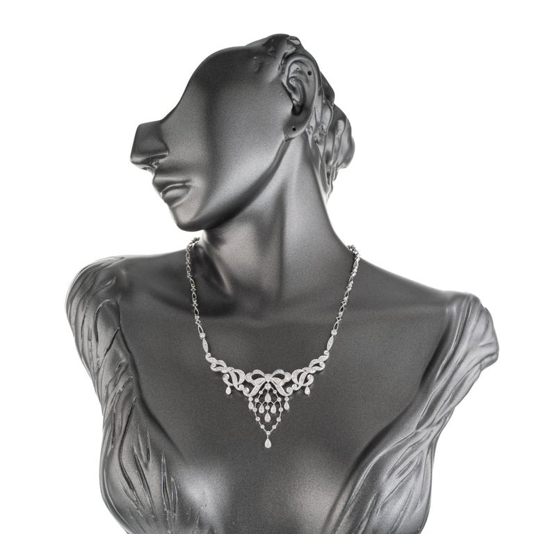 1.50 Carat Round Diamond White Gold Bow Pendant Necklace – image 7