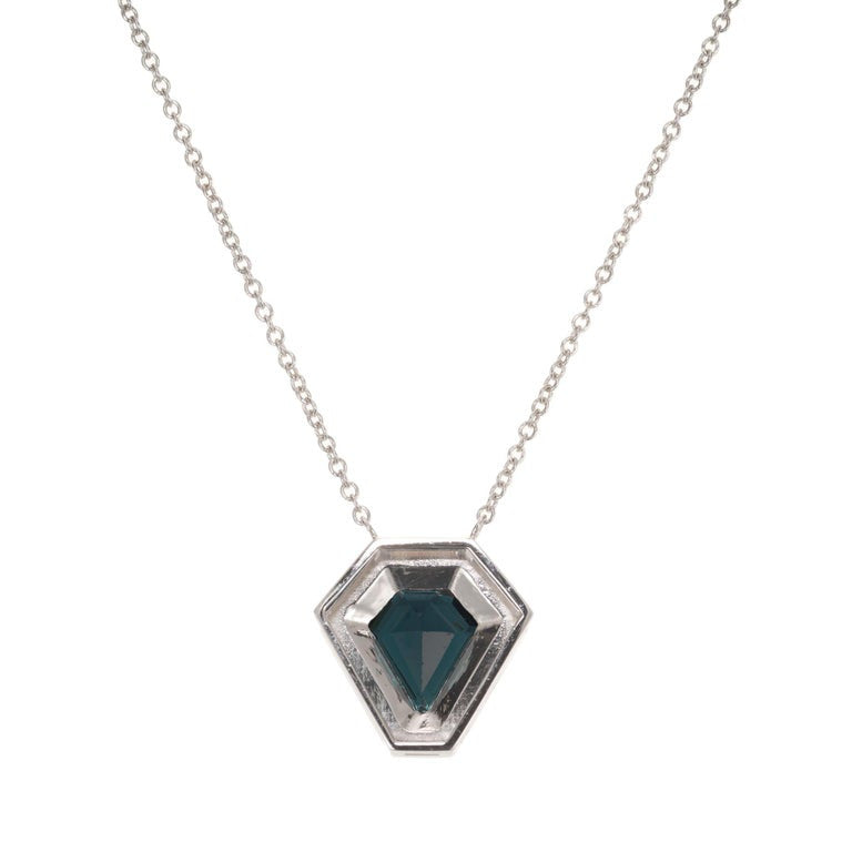 Peter Suchy 1.75 Carat Indicolite Tourmaline Diamond White Gold Pendant Necklace – image 3