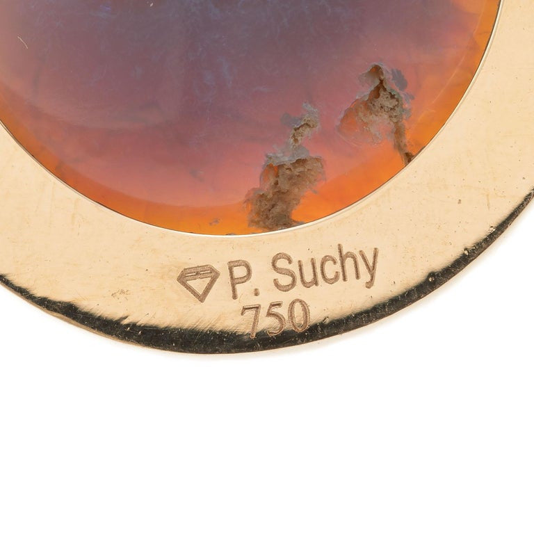 Peter Suchy AGL Certified 13.62 Opal Diamond Yellow Gold Pendant Necklace – image 5