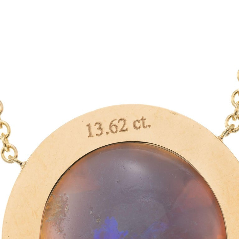 Peter Suchy AGL Certified 13.62 Opal Diamond Yellow Gold Pendant Necklace – image 6