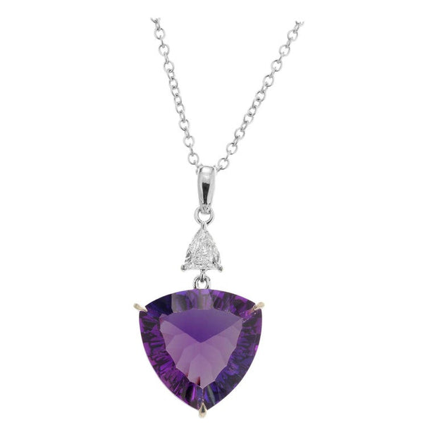 Peter Suchy 9.25 Carat Amethyst Diamond White Gold Pendant Necklace