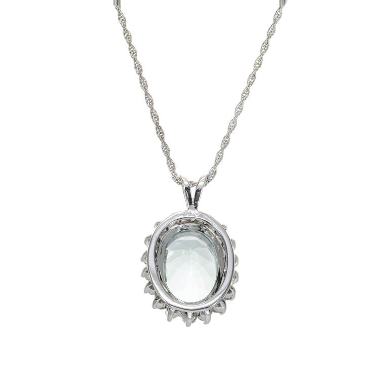 5.50 Carat Aquamarine Diamond White Gold Pendant Necklace – image 3
