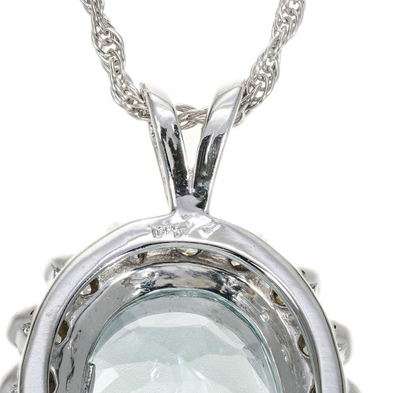 5.50 Carat Aquamarine Diamond White Gold Pendant Necklace – image 6